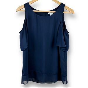 Bar III navy blue cold shoulder short sleeve‎ top size M
